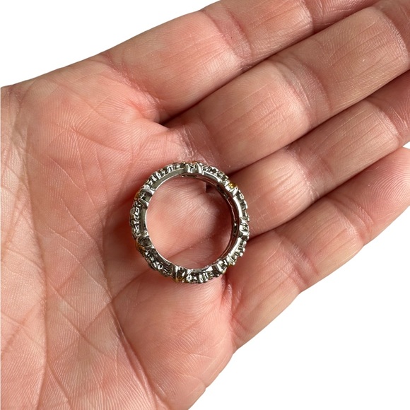 Two Tone Gold and Silver Crisscross Ring with Rhinestones - Picture 6 of 6